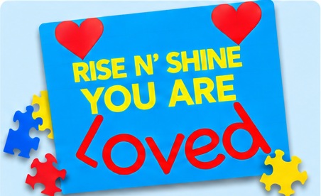 Rise N’ Shine You Are Loved puzzle artwork and Shop Puzzles and More button